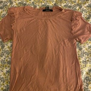 Blush pink tee shirt with ruffles